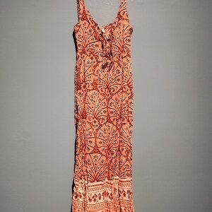 NWT Knox Rose Orange Abstract Print Midi Sundress Size Small